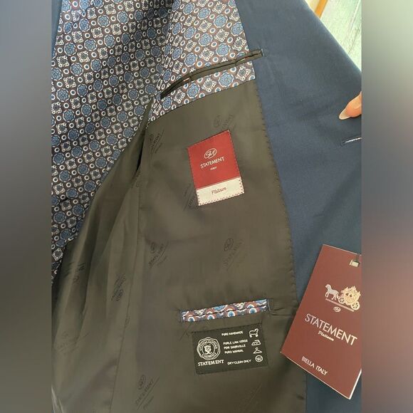 Statement Platinum Italian Wool & Cashmere Super 180 Tailored Fit Blazer - Picture 7 of 11